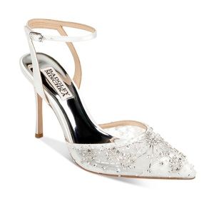 Badgley mischka pointed toe satin high heel pumps